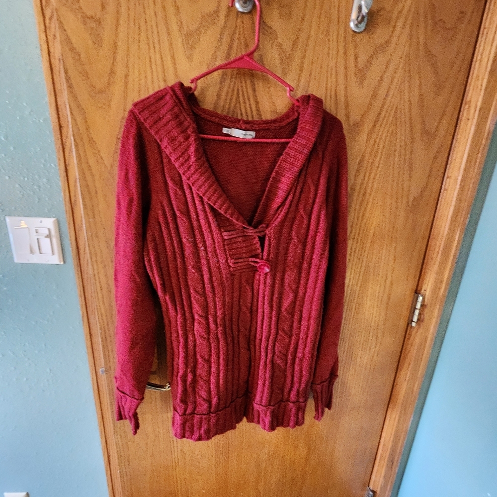 Maurices Women's Red Cable Knit Sweater With Button Detail XL